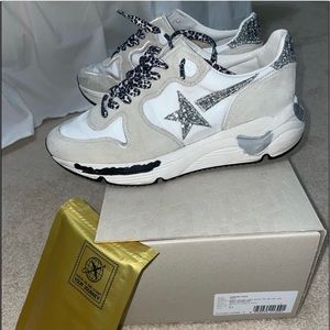 Golden Goose Running Sole in nylon and suede with glitter Golden star